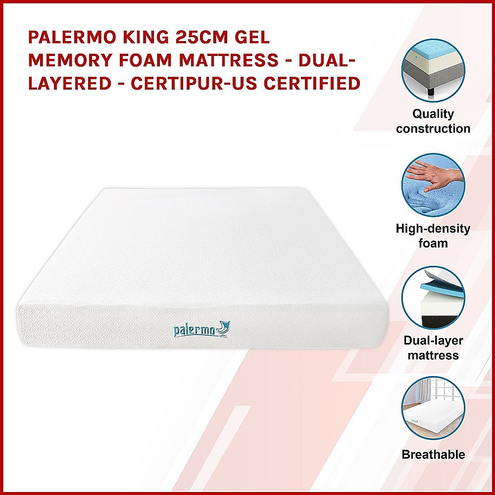 Palermo King Single Mattress 30cm Memory Foam Green Tea Infused CertiPUR Approved