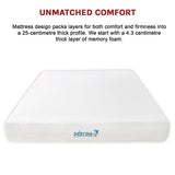 Palermo King Single Mattress 30cm Memory Foam Green Tea Infused CertiPUR Approved - Side View