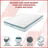 King 20cm Hybrid Mattress  Memory Foam and Innerspring Support