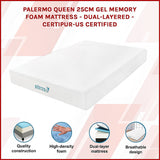 Palermo King Single 20cm Memory Foam and Innerspring Hybrid Mattress - Side View