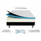 Palermo Single 25cm Gel Memory Foam Mattress - Dual-Layered - CertiPUR-US Certified - Rear View