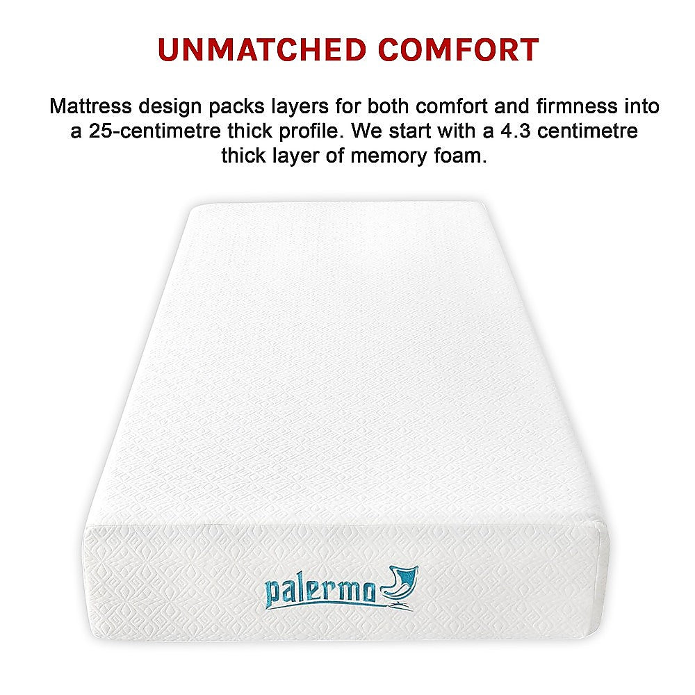 Single 25cm Gel Memory Foam Mattress  Dual-Layered Comfort with CertiPUR-US® Certified Foam