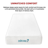 Palermo Single 25cm Gel Memory Foam Mattress - Dual-Layered - CertiPUR-US Certified - Extra Image