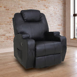 Black Massage Sofa Chair Recliner 360 Degree Swivel PU Leather Lounge 8 Point Heated - Front View