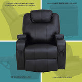 Black Massage Sofa Chair Recliner 360 Degree Swivel PU Leather Lounge 8 Point Heated - Top-Down View