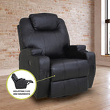 Black Massage Sofa Chair Recliner 360 Degree Swivel PU Leather Lounge 8 Point Heated - Extra Image