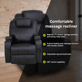 Black Massage Sofa Chair Recliner 360 Degree Swivel PU Leather Lounge 8 Point Heated - Extra Image
