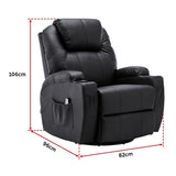 Black Massage Sofa Chair Recliner 360 Degree Swivel PU Leather Lounge 8 Point Heated - Extra Image
