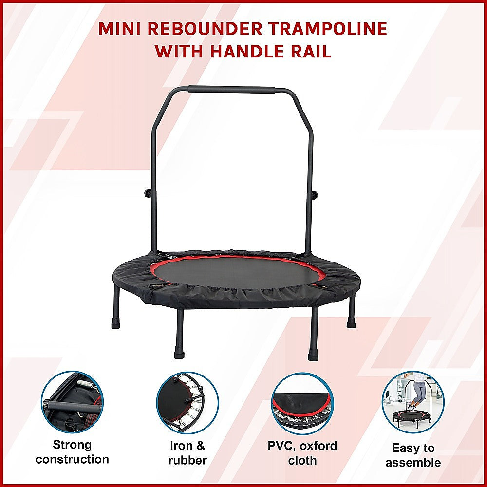 Mini Rebounder Trampoline with Adjustable Handle  Fitness Bounce Trainer