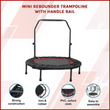 Mini Rebounder Trampoline With Handle Rail - Side View