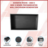 Shower Niche - 350 x 600 x 92mm Prefabricated Wall Bathroom Renovation - Side View