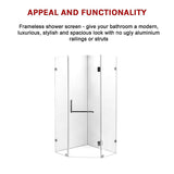 900 x 900mm Frameless 10mm Glass Shower Screen By Della Francesca - Rear View
