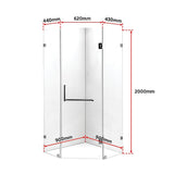 900 x 900mm Frameless 10mm Glass Shower Screen By Della Francesca - Close-Up Angle