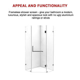 1000 x 1000mm Frameless 10mm Glass Shower Screen By Della Francesca - Rear View