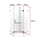 1000 x 1000mm Frameless 10mm Glass Shower Screen By Della Francesca - Close-Up Angle