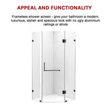 900 x 900mm Frameless 10mm Glass Shower Screen By Della Francesca - Rear View