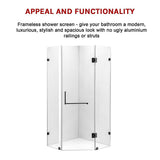 1000 x 1000mm Frameless 10mm Glass Shower Screen By Della Francesca - Rear View