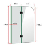 900 x 1450mm Frameless Bath Panel 10mm Glass Shower Screen By Della Francesca - 45-Degree Angle