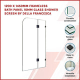 1200 x 1450mm Frameless Bath Panel 10mm Glass Shower Screen By Della Francesca - Side View