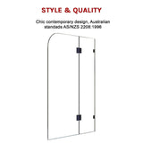 1200 x 1450mm Frameless Bath Panel 10mm Glass Shower Screen By Della Francesca - Top-Down View