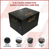 3 IN 1 Black Wood Plyo Games Plyometric Jump Box - Side View