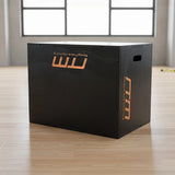 3 IN 1 Black Wood Plyo Games Plyometric Jump Box - Front View