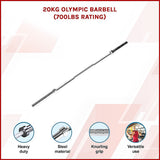 20kg Olympic Barbell 700lb Rated for Powerlifting Home Gym Training