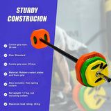 20kg Standard Rubber Coloured Barbell - Low Angle