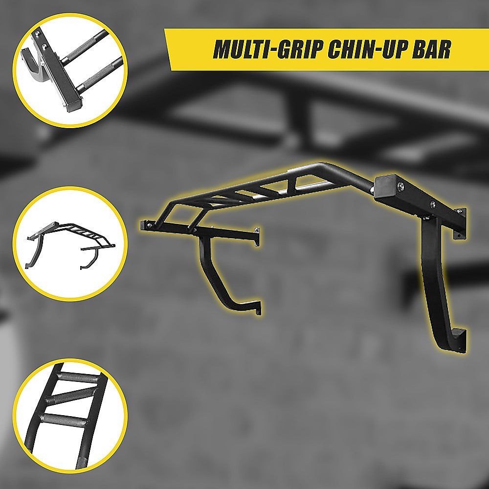 Wall Mounted Multi Grip Chin Up Bar  Heavy Duty Pull Up Station for Upper Body Training