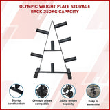 Olympic Weight Plate Storage Rack 250kg Capacity - Side View