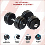 30KG Dumbbell Adjustable Weight Set - Side View