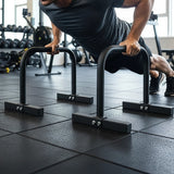 Steel Parallette Bars for Push Ups, Dips & Calisthenics Home Strength Training - Rear View