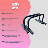 Steel Parallette Bars for Push Ups, Dips & Calisthenics Home Strength Training - Low Angle