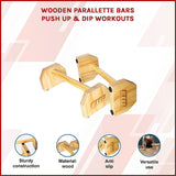 Wooden Parallette Bars Push Up & Dip Workouts - Side View