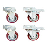 4 x 4 Heavy Duty PU Swivel Castor Wheels With Brake