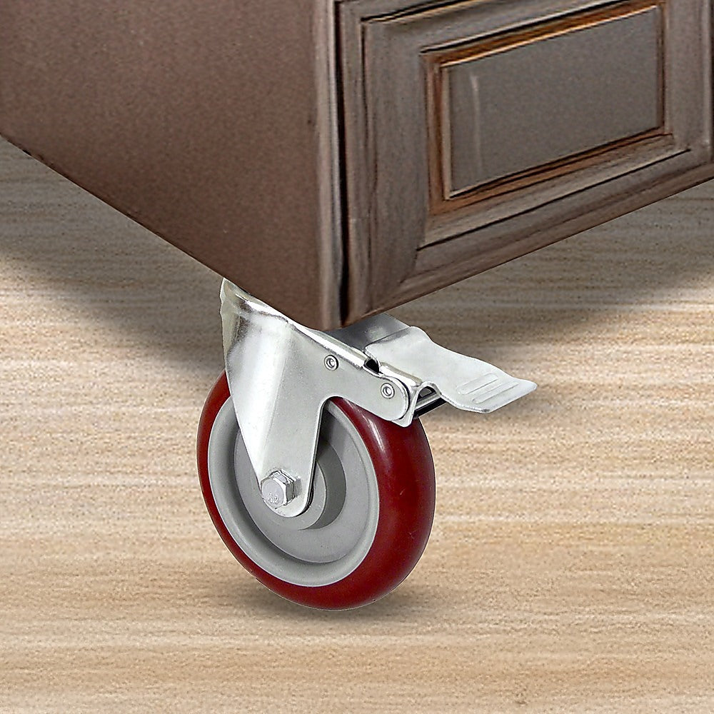 4 x 4 Heavy Duty PU Swivel Castor Wheels With Brake