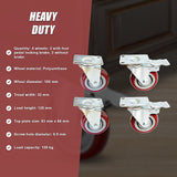 4 x 4 Heavy Duty PU Swivel Castor Wheels With Brake - Extra Image