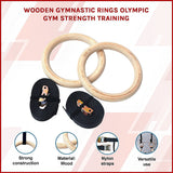 Wooden Gymnastic Rings Olympic Gym Strength Training - Side View