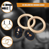Wooden Gymnastic Rings Olympic Gym Strength Training - Close-Up Angle