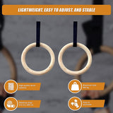 Wooden Gymnastic Rings Olympic Gym Strength Training - Low Angle