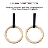 235mm Wooden Gymnastic Rings  Olympic Gym Strength Training & Fitness
