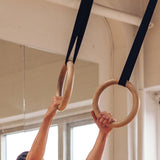 32mm Wooden Gymnastic Rings Olympic Gym Rings Strength Training - Front View