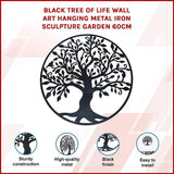 Black Tree of Life Wall Art Hanging Metal Iron Sculpture Garden 60cm - Side View