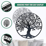 Black Tree of Life Wall Art Hanging Metal Iron Sculpture Garden 60cm - Close-Up Angle