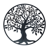 Black Tree of Life Wall Art Hanging Metal Iron Sculpture Garden 99cm - Top-Down View