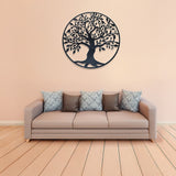 Black Tree of Life Wall Art Hanging Metal Iron Sculpture Garden 99cm - Rear View