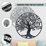 Black Tree of Life Wall Art Hanging Metal Iron Sculpture Garden 99cm - Close-Up Angle