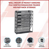 Wall Mount 6 Pocket Hanging File Sorter Organizer Folder Holder Rack Storage - Side View