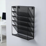 Wall Mount 6 Pocket Hanging File Sorter Organizer Folder Holder Rack Storage - Front View
