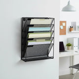 Wall Mount 6 Pocket Hanging File Sorter Organizer Folder Holder Rack Storage - 45-Degree Angle